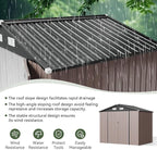 Aoxun 8x6 FT Outdoor Storage Shed Garden Metal Shed with Lockable Door Outdoor Large Shed for Tool, Garbage Can, Bike, Mower, Brown