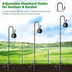 COCONUT 62" Shepherds Hooks for Outdoor, Bird Feeder Pole with 5 Prong Base, Adjustable Height Shepherds Hook for Hummingbird Feeder, Bird Feeder, Lightweight Plant, Wind Chimes, Lanterns (1 Pack)