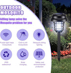 Qualirey 4 Pcs Solar Mosquito Zapper Outdoor Waterproof Solar Powered Bug Zapper Outdoor Mosquito Killer Lamp Trap Repellent Light for Garden Yard Insect (Purple and White Light,Black)