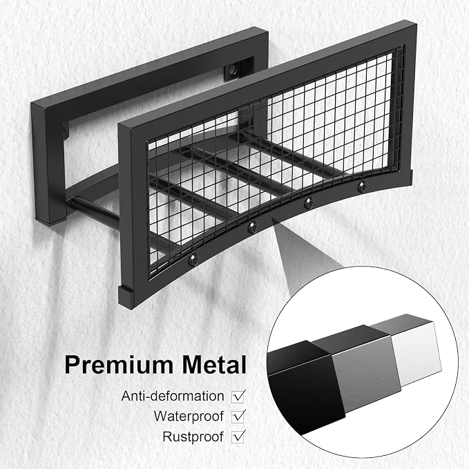 Garden Hose Holder Wall Mount, Heavy Duty Metal Water Hose Rack for Outside, Holds Up to 150FT, Storage Organizer, Easy Install, Black