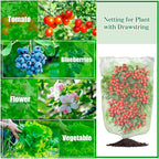 4Pcs Bird Netting for Garden Protection, Garden Netting Pest Barrier with Drawstring, Mosquito Net Tomato Protective Cover, Garden Plant Netting for Cicadas Vegetables Blueberry 4.6 x 3.5 FT