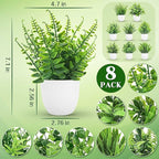 Der Rose 8 Pack Fake Plants Small Artificial Faux Potted Plants for Home Office Farmhouse Bathroom Bedroom Decor Indoor