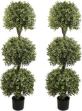 ALL SEASON GREEN 56'' Large Triple Ball Artificial Topiaries Tree UV Pre-Potted Outdoor Plants Porch Decor 2 Pack