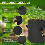 Potato Grow Bags, 2-Pack 15-Gallon Grow Bags with 2 Flaps and Reinforced Handles, Heavy-Duty Thickened 500G Aeration Fabric Pots for Potatoes, Tomatoes, Flowers, and Vegetables