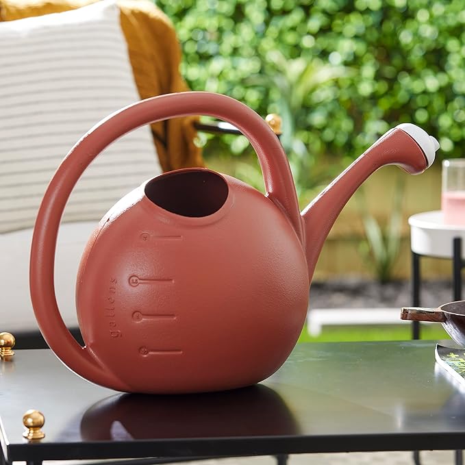2 Gallon Plant Watering Can - Large Plastic Garden Water Pot with Dual Spray Options for Indoor Outdoor Plants Flower, Clay
