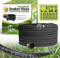 Soaker Hose 100 Ft for Garden Beds with Fittings Kit, 1/2’’ Soaker Hose for Foundation Watering, Heavy Duty Water Saving Drip Hoses for Lawn, Landscaping, Garden(100 FT)