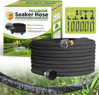 Soaker Hose 100 Ft for Garden Beds with Fittings Kit, 1/2’’ Soaker Hose for Foundation Watering, Heavy Duty Water Saving Drip Hoses for Lawn, Landscaping, Garden(100 FT)