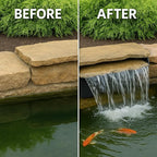 HALF OFF PONDS Filtering Waterfall Spillway Kit | 16-inch lip, Rock lid, 2200 GPH Aqua Pulse pump, 12.5 ft tubing, Backyard water gardens