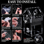 Hysagtek Jumping Spider Enclosure - Acrylic Arboreal Tarantula Enclosure Small Reptile Terrarium with Magnetic Door, Clear Jumping Spider Enclosure Accessories
