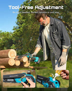 SEESII 2-in-1 Electric Pole Saws: Brushless Mini Chainsaw Cordless 6 Inch, 2 x 4000mAh Batteries, Pole Saw for Tree Trimming,Hand held Chain Saw with Extension Pole for Tree Limb Branch Cutter,P6 Ace