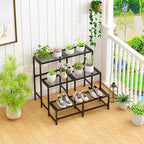 Garden 4 you 3 Tier Large Metal Plant Stand, Garden Display Shelf Flower Pot Holder Storage Organizer Rack for Indoor Home Outdoor Patio Balcony Yard( Black,Rectangle)