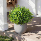 Artificial Faux Outdoor Plants for Spring Summer Decoration, 12 Bundles Fake Plastic Eucalyptus UV Resistant Look Real Fake Plants for Planter Outside Front Door Porch Patio Balcony Garden Indoor Yard