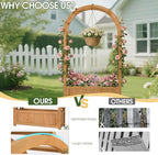 VINGLI Raised Garden Bed with Trellis & Hanging Roof, Wooden Garden Bed, Outdoor Planter Box for Yard, Garden, Balcony (Natural Wood Color, Arched)