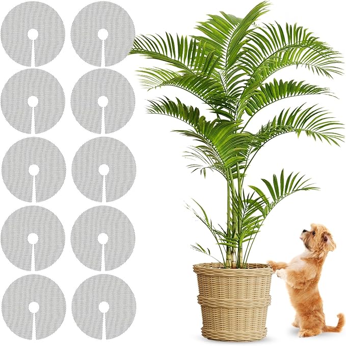 10 Pcs 11.8 Inch Plant Pot Grids-Pot Soil Cover from Cats, Indoor Plant Protector from Animals, Cuttable Flower Pots Cover to Keep Dogs Out