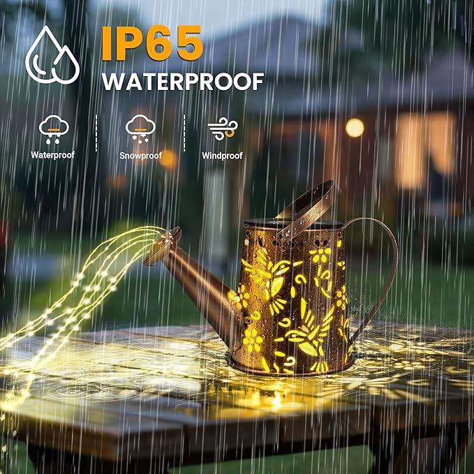 Solar Watering Can Lights, Waterproof Garden Solar Outdoor Decorative Lights, Metal Hanging Lights for Patio Yard Backyard, Gardening Birthday Gifts for Mom Grandma Women
