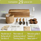 5 Herb Garden Kit with Wooden Box – Basil, Thyme, Parsley, Rosemary, Mint – Windowsill Herb Garden for Kitchen – Mother’s Day Gift for Mom, Gardening Gift for Women – Birthday Housewarming