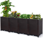D'vine Dev Raised Patio Planter Box - Elevated Planter with Drainage Plug Raised Garden Beds for Growing Flowers, Herbs, Vegetables - Outdoor Standing Gardening Kit, Set of 4, RGB-D-4N