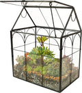 ELEGANTLIFE Glass Geometric Plant Terrarium,Succulent & Air Planter for Home Garden Office Decoration (Black House)
