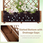 Giantex Raised Garden Bed with Trellis, 39”x14”x40” Wood Elevated Planter Box w/Drainage Hole for Climbing Vine Flower Herb Vegetable Fruit, Planting Container for Indoor Outdoor Patio Balcony