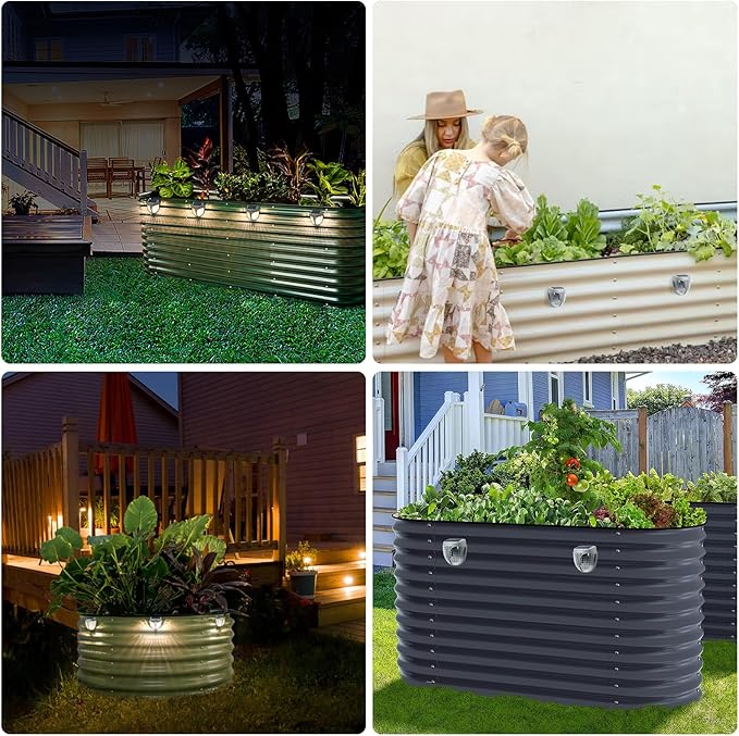 Energetic Solar Garden Lights with Dusk to Dawn Sensors, 3000K Warm White Magnetic Solar Outdoor Lights, IP65 Waterproof Outdoor LED Garden Solar Lights Customized for Planter Raised Beds, Pack of 3