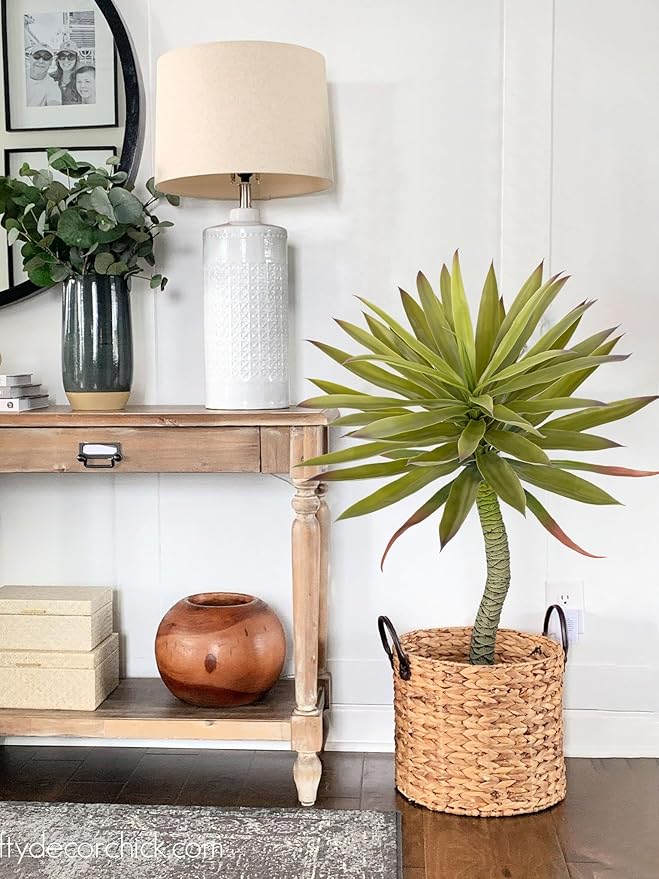 Briful Large Fake Agave Plants 2.76ft/33in Tall Artificial Yucca Plants in Black Pot Outdoor Faux Agave Plant for Home Decor Office Fornt Porch Balcony Living Room Decor