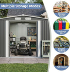 11x13 Metal Storage Shed Outdoor Steel Garden Tool Shed with Sliding Door, Large Utility Shed, Metal Shed for Backyard, Patio Yard Lawn, Grey