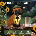 Solar Dog Outdoor Garden Statue with Lantern, French Bulldog Figurine with LED Lights, Lawn Decor for Patio, Yard Ornament, Unique Mother's Day Birthday Gift for Women Mom Gardener