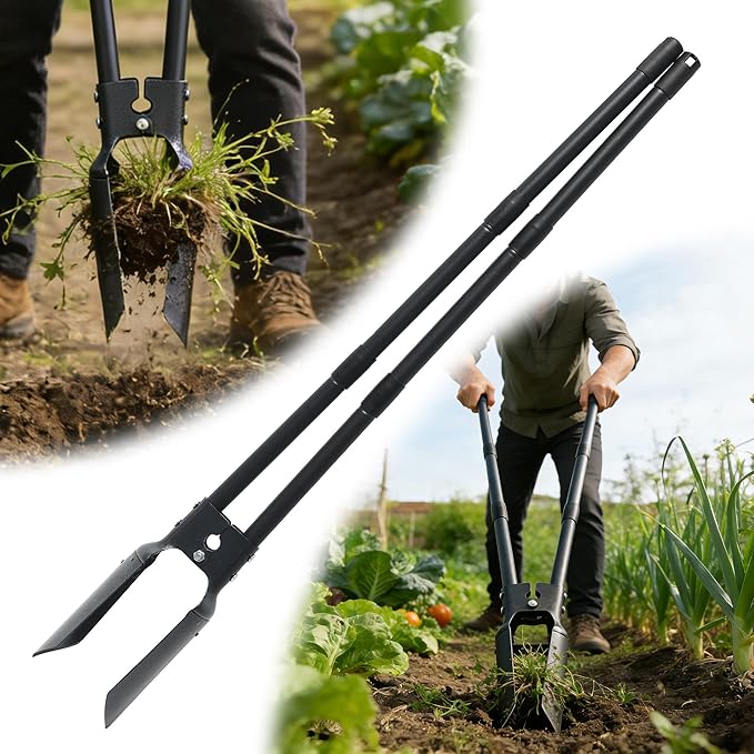 LLARGUEST Post Hole Digger,54 Inch Heavy Duty Metal Hole Digger Tool for Digging,Grey Manual Tool for Transplant, Camping,Gardening.