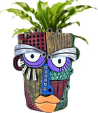 Midogaigai Abstract Face Planter Pots for Plants,Hand-Painted Colorful Flower Pots with Drainage, Indoor Outdoor Garden Decor Gift(Classic,Large)