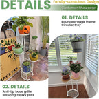 TOSKING 5-Tier Thickened Metal Plant Stand, Anti-Tip Round Base for Pots, Child & Pet Friendly, Corner Shelf Flower Pot for Multiple Plants, Indoor Outdoor Use for Living Room Balcony Patio Garden (White and Wood, 42in)