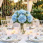 4Pcs Hydrangea Artificial Flowers Realistic Latex Texture for Spring Decoration Home Party Wedding Living Room Decoration 21''Blue