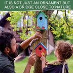 DoubleFill 2 Pcs Birdhouses for Outdoor Hanging Yard Outside Wooden Birdhouse Hand Painted Bird Box for Bird Lovers Bluebird Tree Garden Decor Decorative Birdhouse(Elegant Color,Wooden Roof)