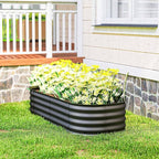 Outsunny 5' x 2' x 1' Galvanized Raised Garden Bed Kit, Outdoor Metal Elevated Planter Box with Safety Edge, Easy DIY Stock Tank for Growing Vegetables, Flowers & Herbs, Dark Gray