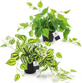AceList 2 Pack Fake Plants, Artificial Plants for Home Decor Indoor, Realistic Fake Watermelon Leaves with Black Pot for Bedroom Living Room Shelf Outdoor Office Decor