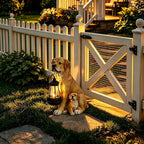 Garden Dog Statues Outdoor Decor, Solar Lights Outdoor Labrador Figurine Solar Dog Ornaments for Patio, Lawn, Yard Art Decoration, Housewarming Garden Gifts for Mom