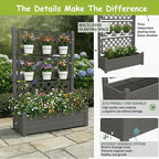 5' Tall Raised Garden Bed with Trellis, Self Watering Planter Box for Outdoor Climbing Plants Resin Garden Lattice for Vegetables, Flowers, Tomato & Vine with Drainage Holes (Coffee, 3 Pack)
