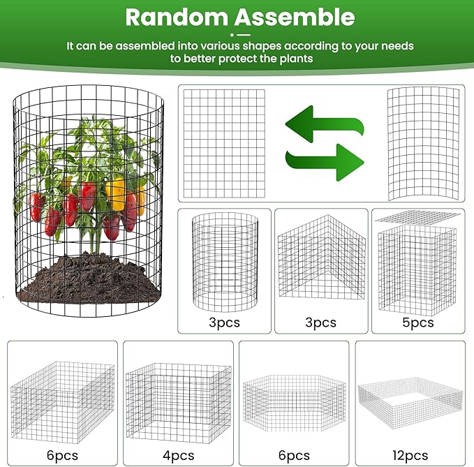 Nexum 45Pcs Plant Protectors from Animals – 16" x 12" Metal Tree Trunk Guards, Garden Plant Cloches & Expandable Plant Cages to Protect from Deer, Rabbits & Lawn