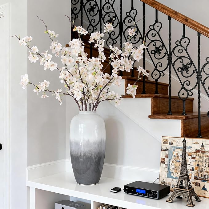 INXUGAO 6 PCS Faux Cherry Blossom Branches Decor 31.5 Inch Long Stems Fake Artificial Flowers for Home Indoor Decoration Vase Arrangement Living Room Table Bedroom Spring Decor