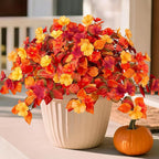 INXUGAO Fake Fall Flowers Artificial for Decoration 2PCS Faux Silk Fall Flowers Plants for Outdoors Outside Planters UV Resistant Looks Real for Front Door Porch Patio Garden Decor