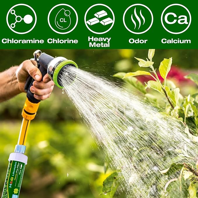 H&G lifestyles Garden Hose Filter for Plants,Inline Water Softener for Hose, Reduce Iron Manganese Calcium Magnesium,Chloramine & Chlorine Filter,with Standard 3/4"GHT, Up to 10,000 Gallons