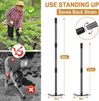 Garden Hoe Tool, 2-in-1 Heavy Duty Dual-Head Weeding Tool, 45" Adjustable Long Handle Cultivator for Weeding, Tilling, Lawn Yard Flower Bed Gardening Tool