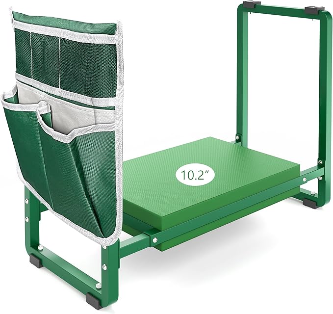 FLINTER Garden Kneeler and Seat, 10.2" Wider Heavy Duty Thick Gardening Bench for Kneeling and Seat - Multifunctional Kneeler Bench, Gardening Gifts for Women, Seniors Grandparents, Green