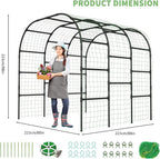 DoCred Garden Arch Trellis, 88in H x 88in L Tall Garden Arch Arbor Trellis for Climbing Plants Outdoor Plant Support for Cucumber Grape Vine, Large Metal Gardening Archway for Lawn Party Ceremony