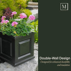 Mayne Nantucket 16-Inch Square Planter – Self-Watering, Weather-Resistant Planter for Flowers – Durable Outdoor Design for Patio, Porch, or Entryway