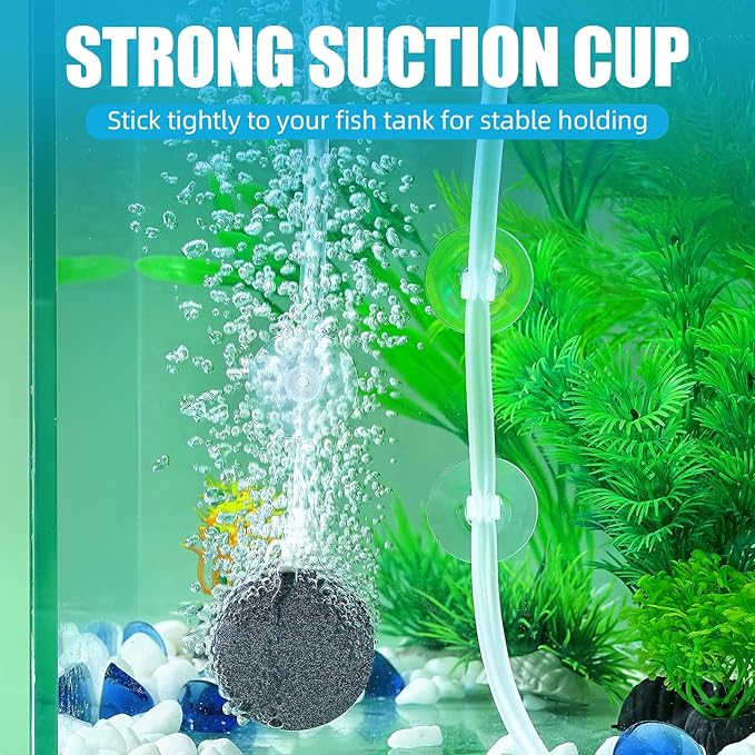 AQUANEAT 20 Pack Aquarium Suction Cups with Clips 3/16" air Hose and Adjustable Zip Ties for Aquarium Fish Tank Decoration Moss Shrimp Nest