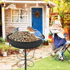Bird 37In Bath for Outside with Removable Bowl Metal Base, Freestanding Rust-Proof Birdbaths & Birdfeeder, Bird Baths Feeder Bowl for Outdoors Garden Patio Yard Lawn Decor (Black)