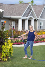 Dramm Rain Wand with One Touch Thumb Valve – Gentle Full Flow Shower Head Watering Wand for Garden Hose, Aluminum Construction – 16 Inch – Blue