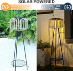 Outdoor Floor Lamp Outdoor Solar Lights Rattan Lamp with Plant Stands Metal Tripod Outdoor Floor Lamps for Patio Yard Deck Porch Walkway Driveway Garden Decor