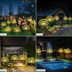 Slyuexu Solar Garden Lights Outdoor Waterproof, 4 Pack Total 480 LED Solar Firework Lights Decorative with 8 Lighting Modes Outside for Yard Pathway Flowerbed Decor, Warm White