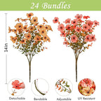 Waipfaru 24 Bundles Artificial Flowers Plants for Outdoor Indoor, UV Resistant Fake Flowers Outdoor Plastic Plants Shrubs Outside Porch Patio Garden Yard Decor